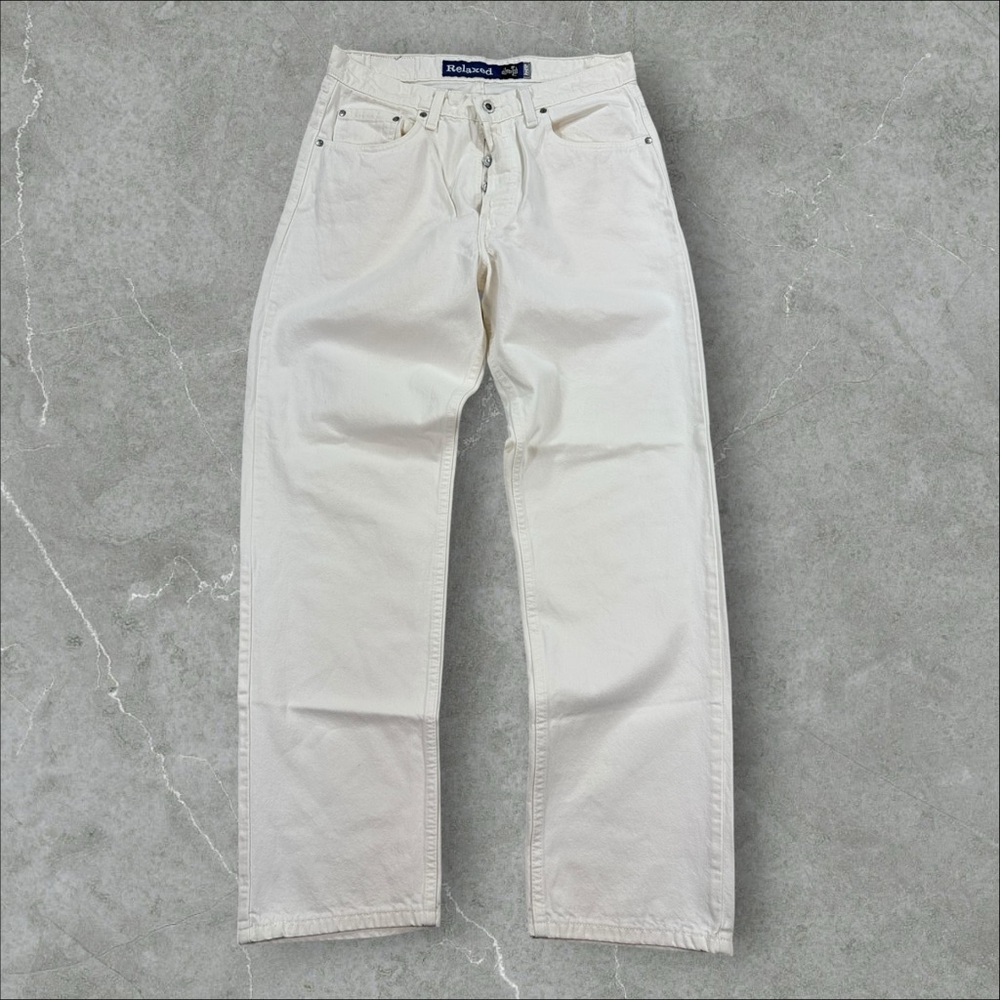 Vintage Levi’s Silver Tab Jeans Men's Cream Relaxed Fit Button Fly 34x32